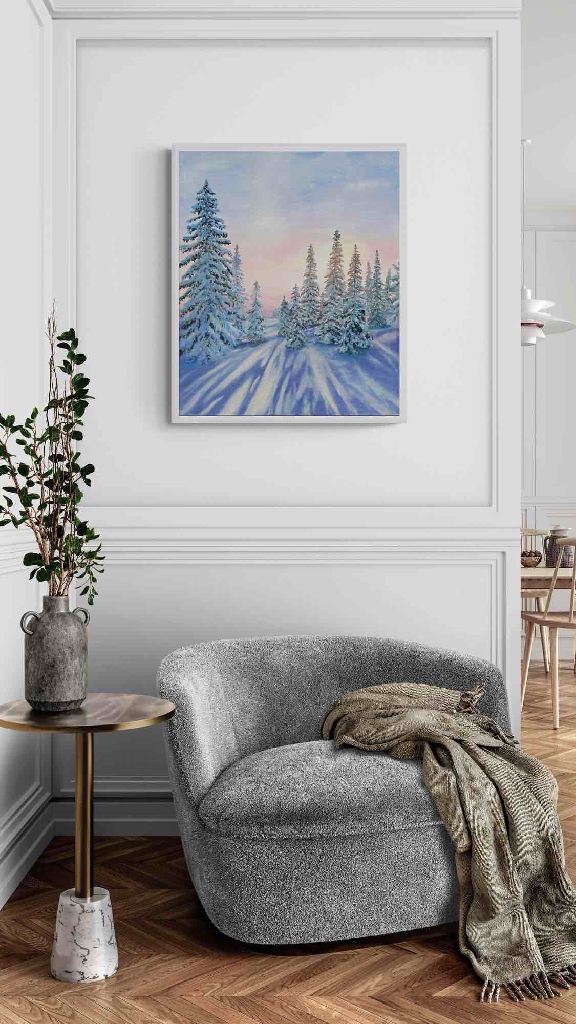 Sunset in Winter Forest