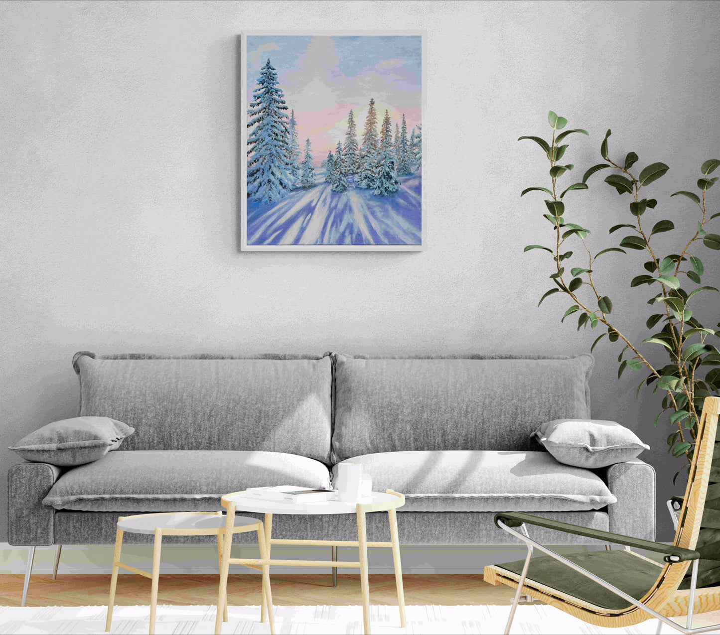 Sunset in Winter Forest