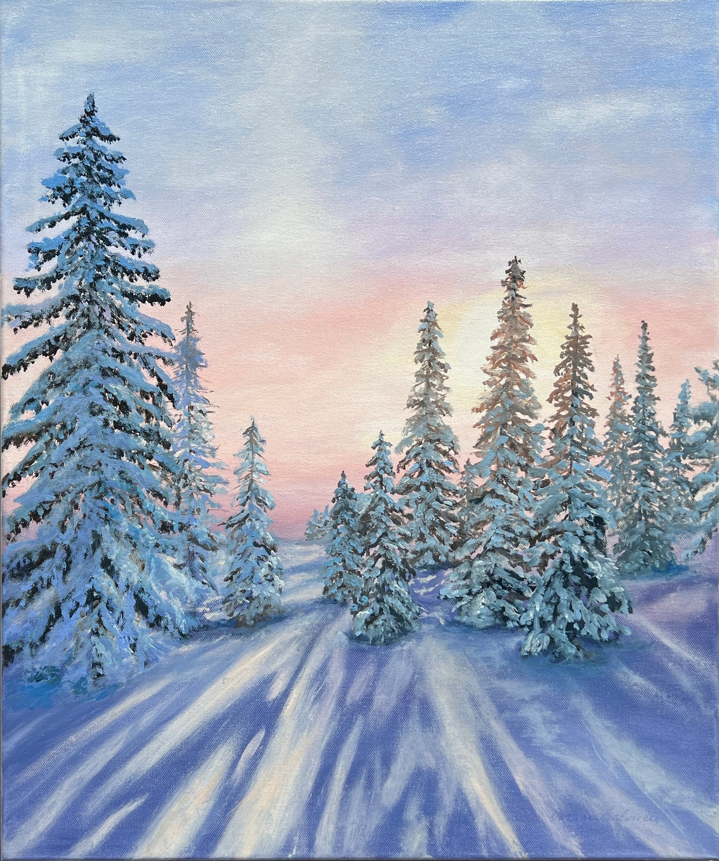 Luxury Gallery-Quality Canvas Print – Sunset in Winter Forest – Elegant Modern Wall Art for Home Decor