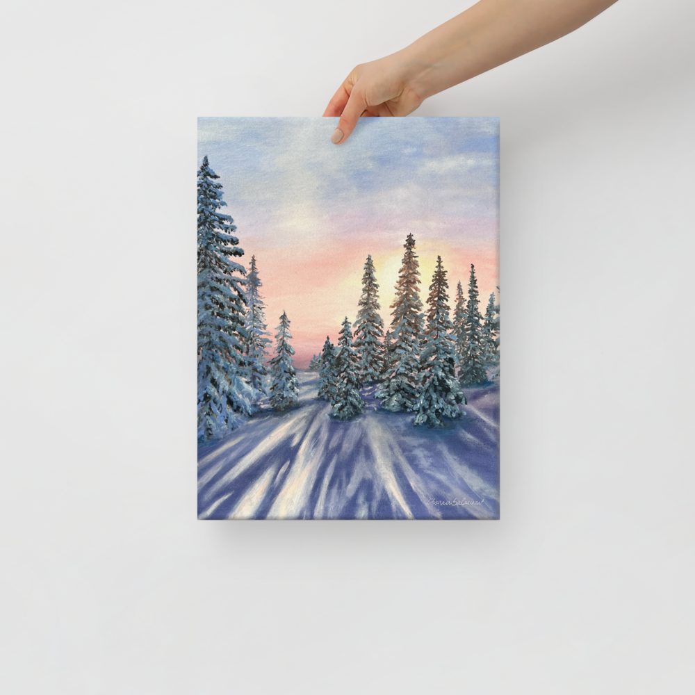 Luxury Gallery-Quality Canvas Print – Sunset in Winter Forest – Elegant Modern Wall Art for Home Decor