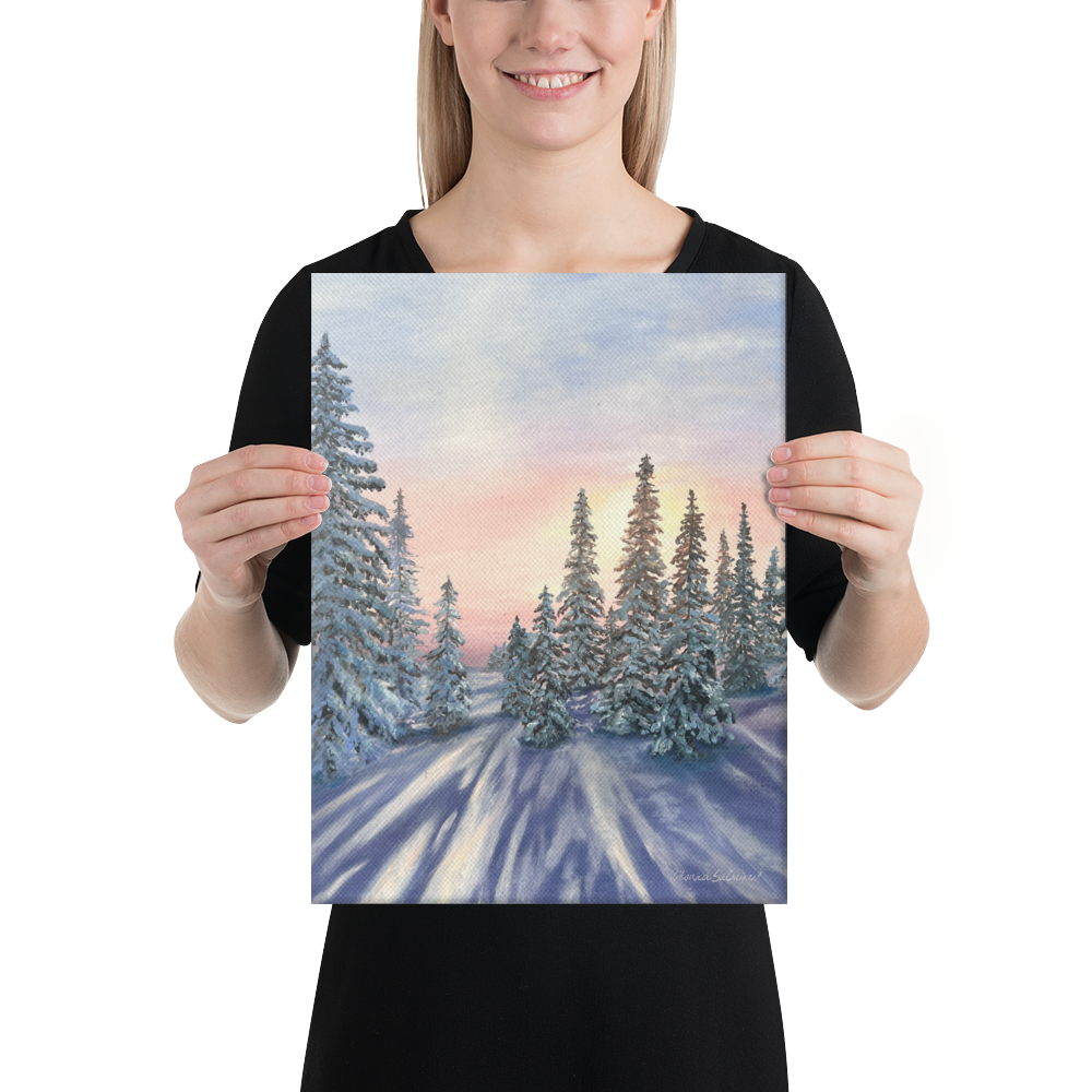 Luxury Gallery-Quality Canvas Print – Sunset in Winter Forest – Elegant Modern Wall Art for Home Decor