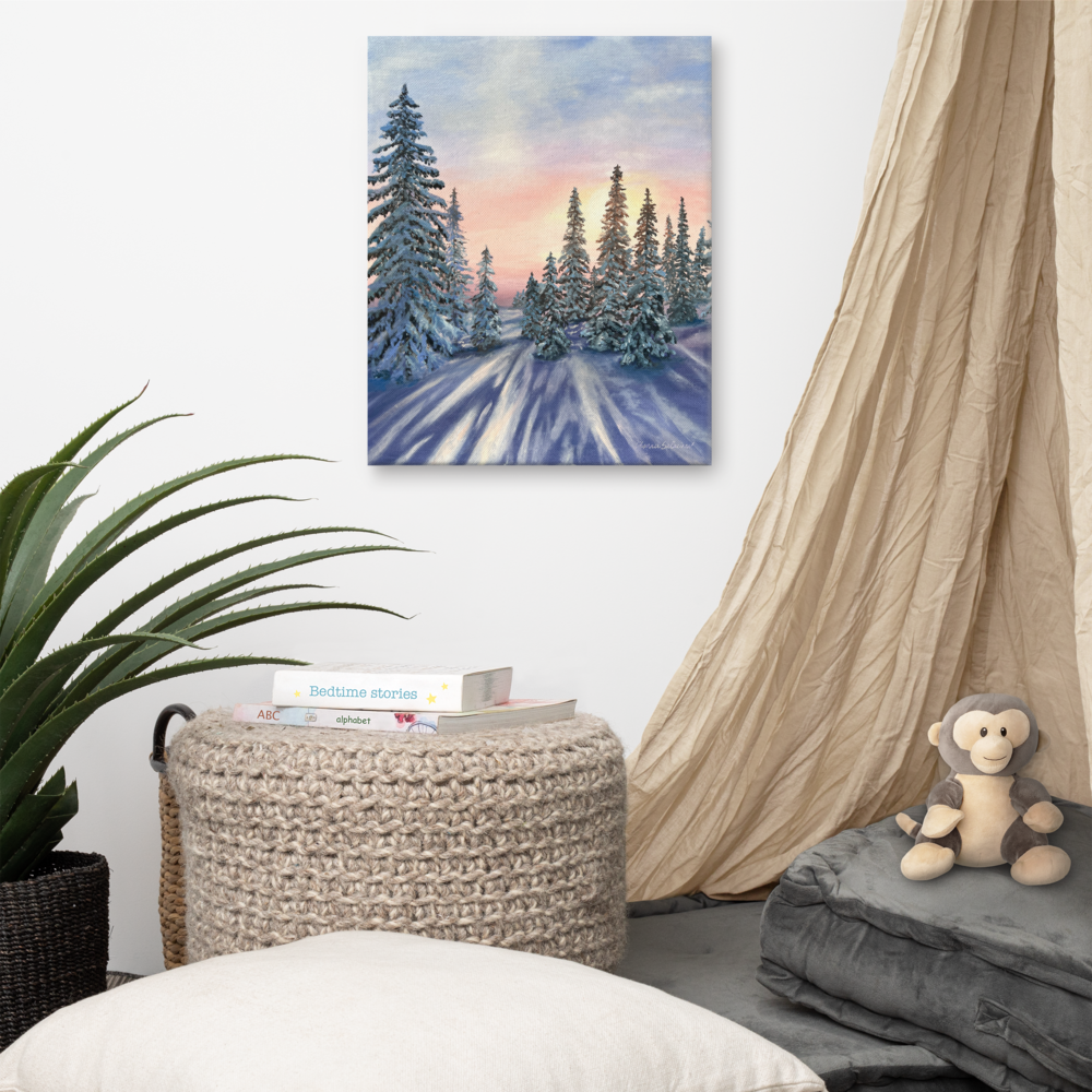 Luxury Gallery-Quality Canvas Print – Sunset in Winter Forest – Elegant Modern Wall Art for Home Decor