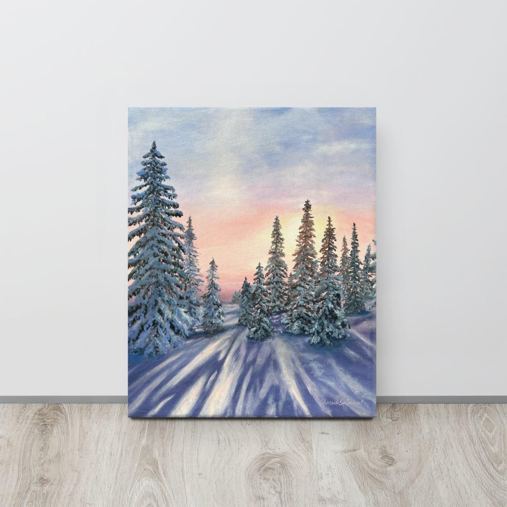 Luxury Gallery-Quality Canvas Print – Sunset in Winter Forest – Elegant Modern Wall Art for Home Decor