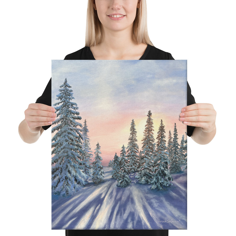 Luxury Gallery-Quality Canvas Print – Sunset in Winter Forest – Elegant Modern Wall Art for Home Decor