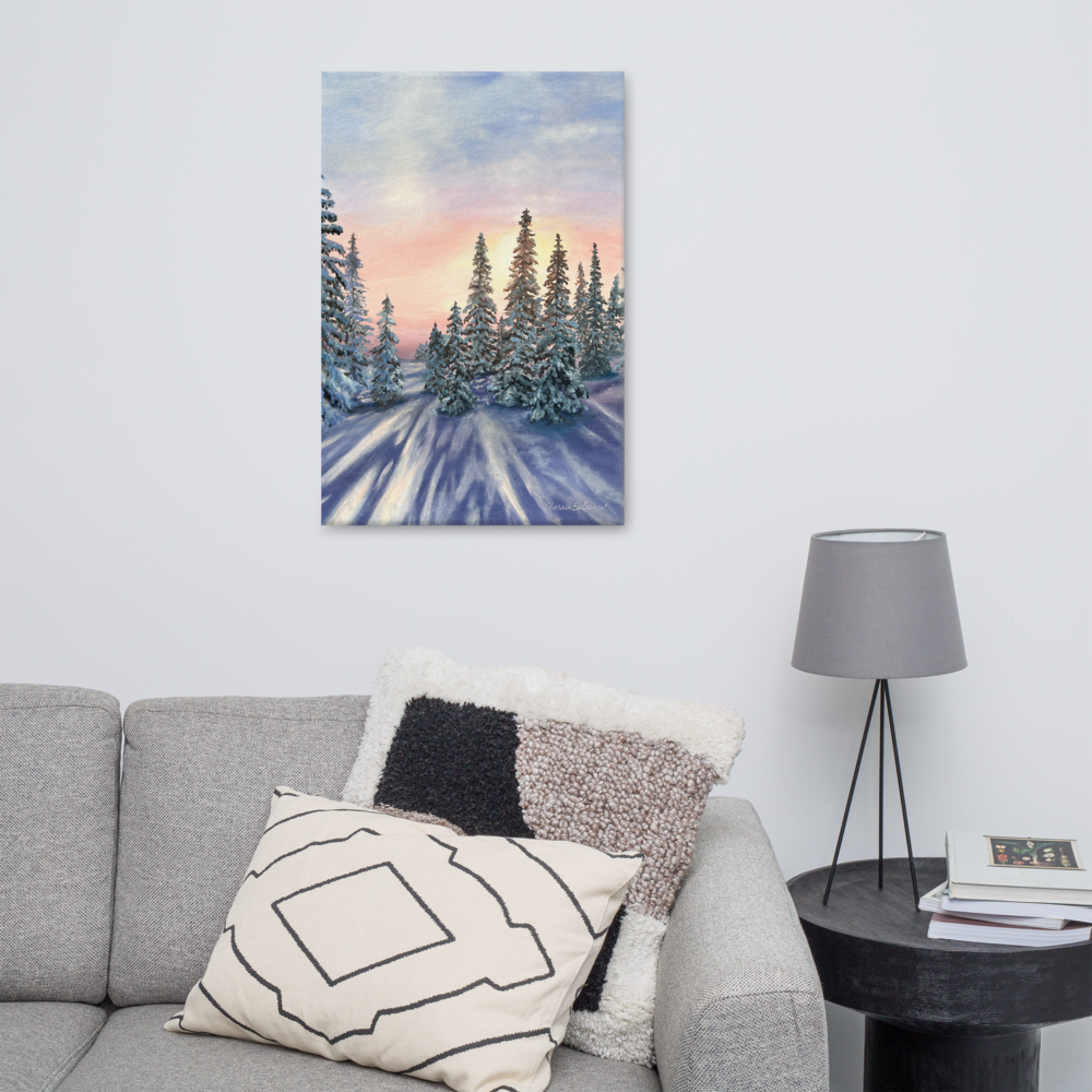 Luxury Gallery-Quality Canvas Print – Sunset in Winter Forest – Elegant Modern Wall Art for Home Decor