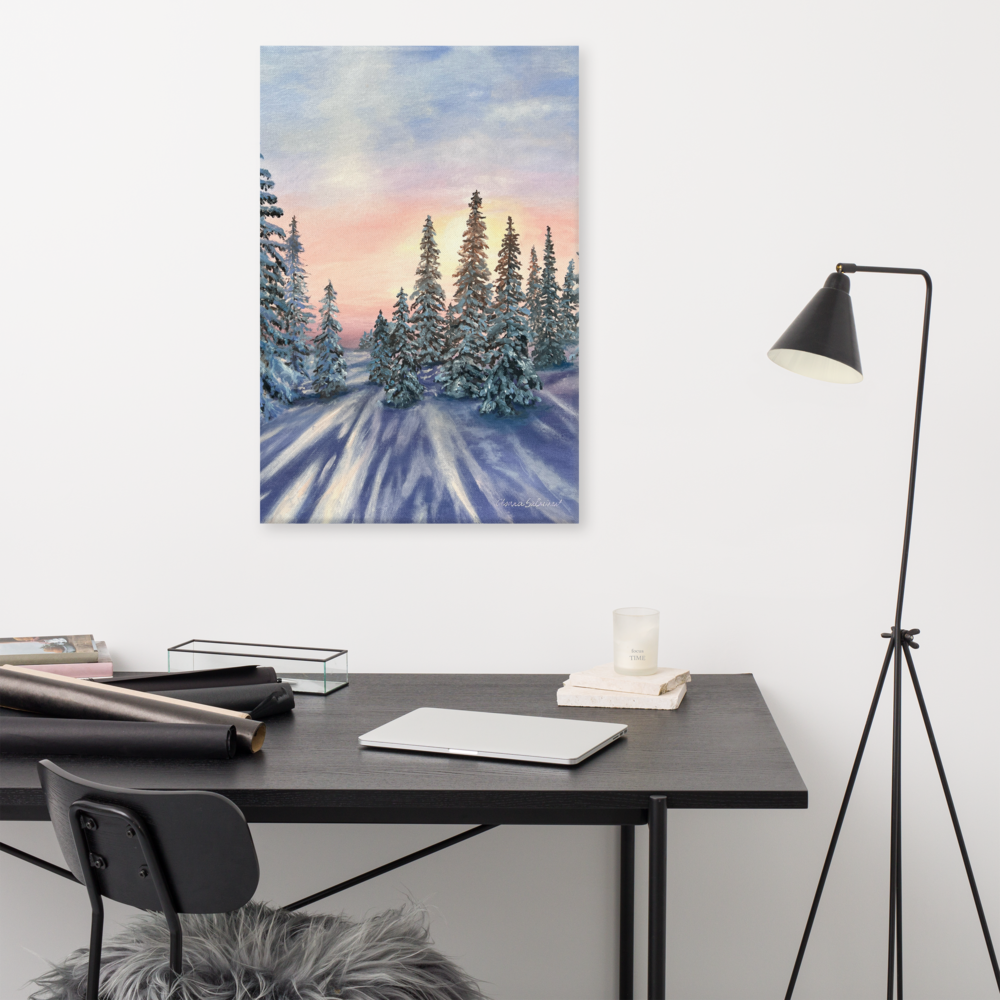 Luxury Gallery-Quality Canvas Print – Sunset in Winter Forest – Elegant Modern Wall Art for Home Decor