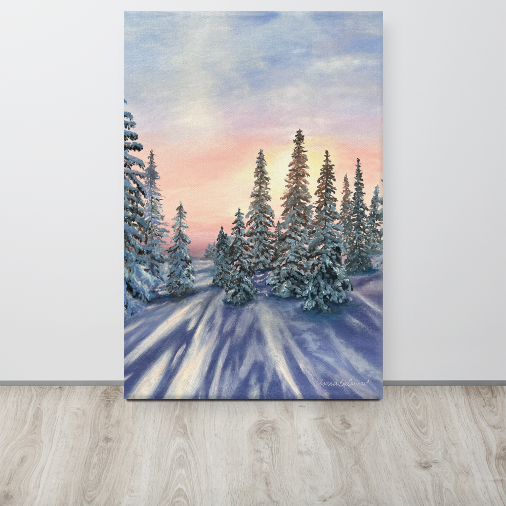 Luxury Gallery-Quality Canvas Print – Sunset in Winter Forest – Elegant Modern Wall Art for Home Decor