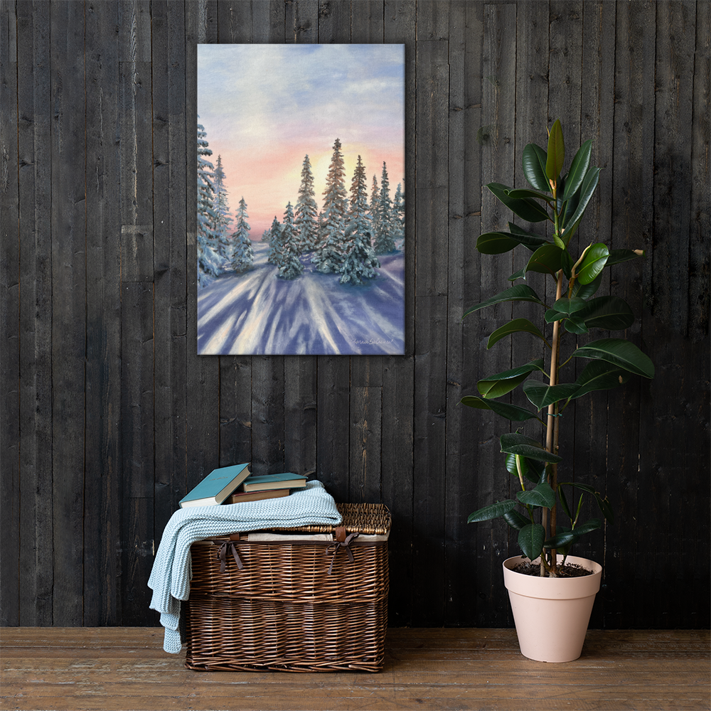 Luxury Gallery-Quality Canvas Print – Sunset in Winter Forest – Elegant Modern Wall Art for Home Decor