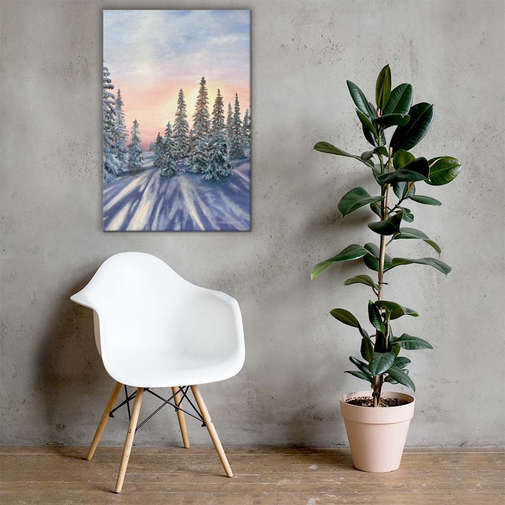 Luxury Gallery-Quality Canvas Print – Sunset in Winter Forest – Elegant Modern Wall Art for Home Decor