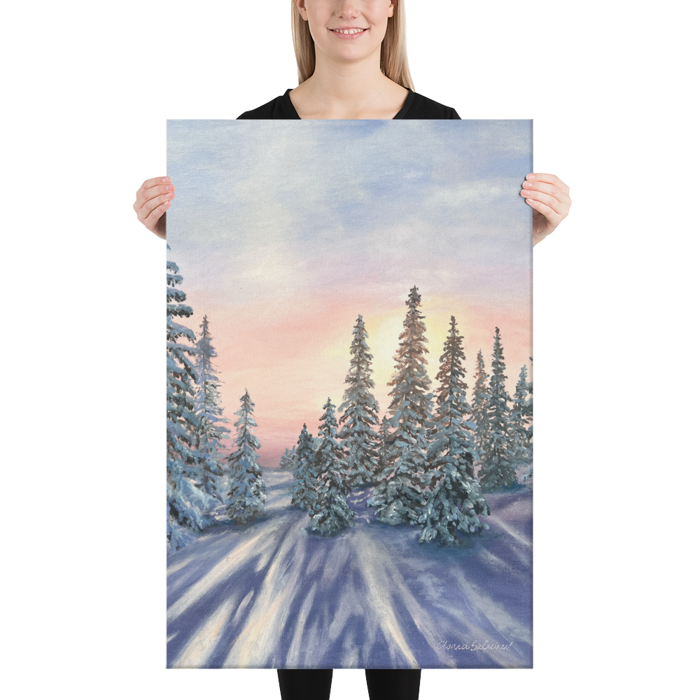 Luxury Gallery-Quality Canvas Print – Sunset in Winter Forest – Elegant Modern Wall Art for Home Decor